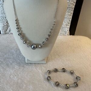 Vintage Silver Necklace and Bracelet Set